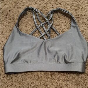 Forever 21 Shiny Silver Crisscross Bra Size Medium